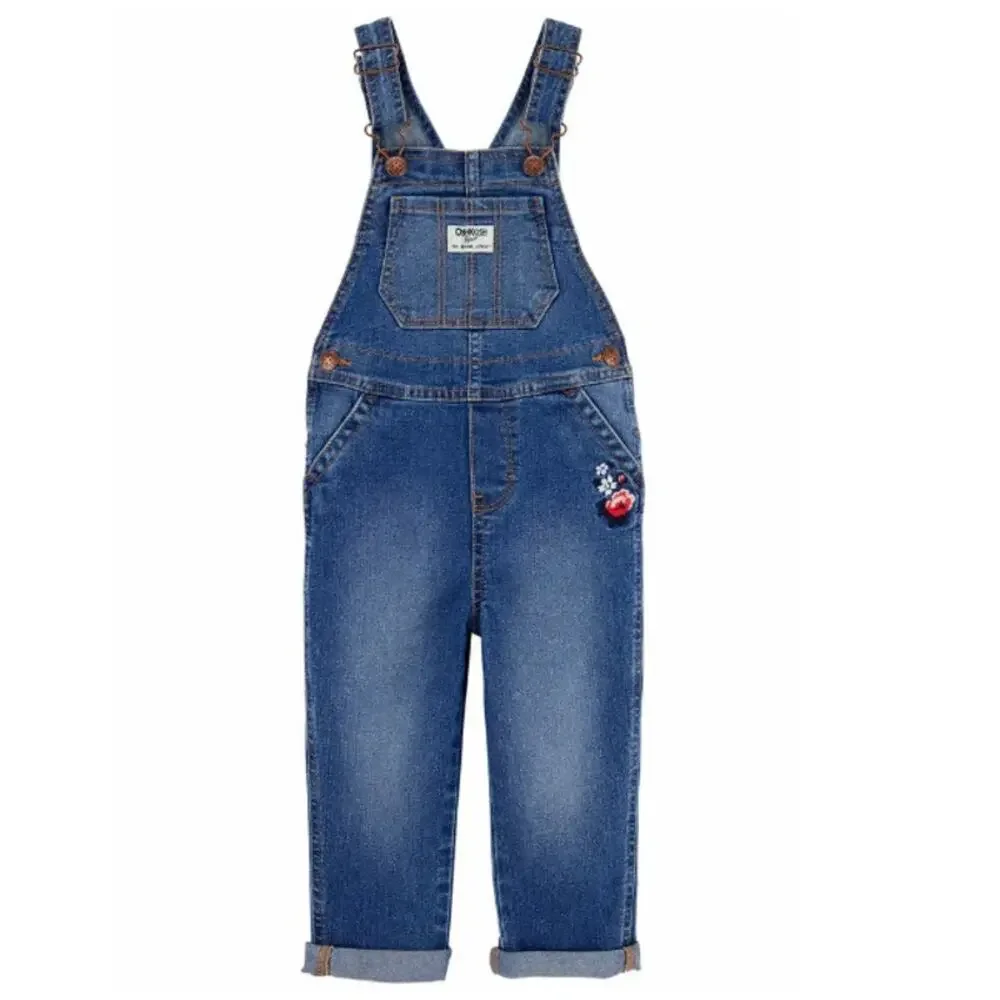 Oshkosh B'gosh Toddler Unisex Knit-Like Denim Overalls Size 9M
